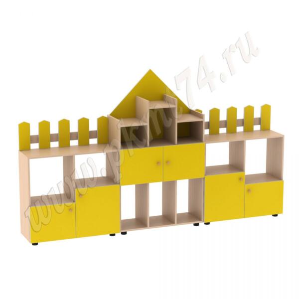 Стенка модульная для игрушек Рыцарский замок МТ 17-61 Дуб Молочный-Жёлтый