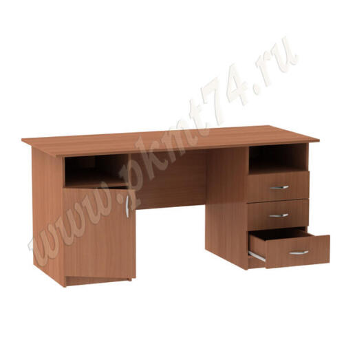 Стол для общежития с двумя большими тумбами МТ 06-12 Вишня Оксфорд