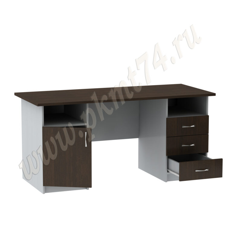 Стол двухтумбовый офисный МТ 06-12 Алюминий-Венге