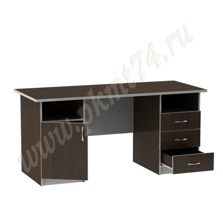 Стол двухтумбовый офисный МТ 06-12 Венге-Алюминий