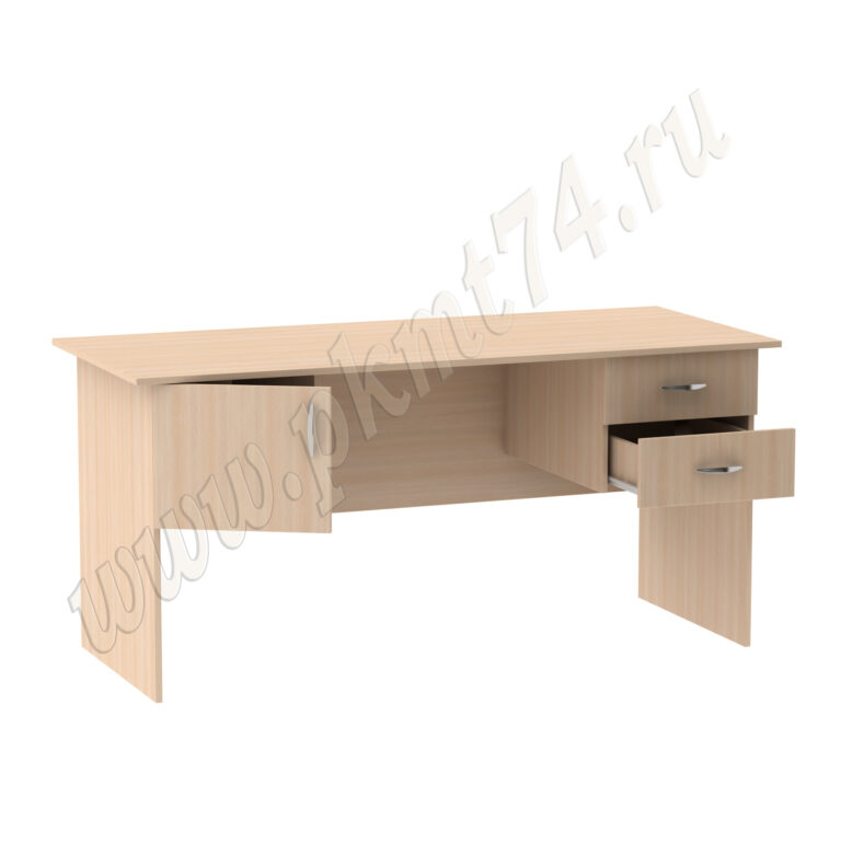 Стол двухтумбовый, тумбы малые МТ 06-11 дуб Молочный