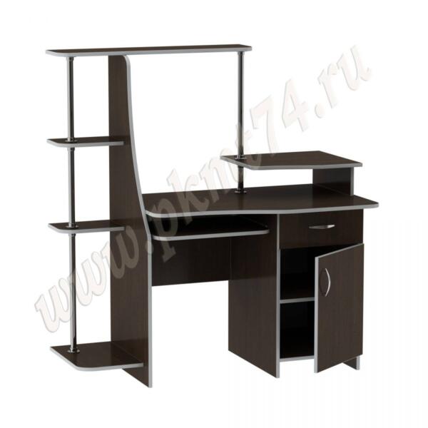Стол компьютерный с полочками для книг МТ 07-16 Венге-Алюминий