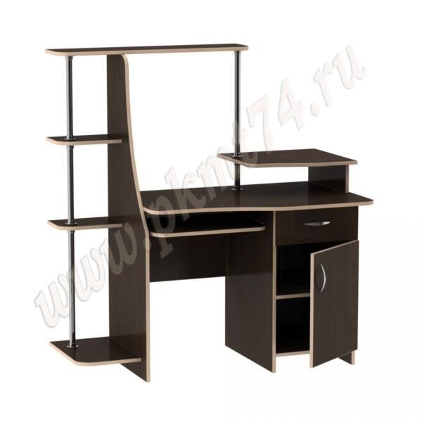 Стол компьютерный с полочками для книг МТ 07-16 Венге-Молочный