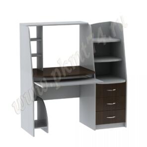 Стол компьютерный с тумбой и надставкой МТ 07-15 Алюминий-Венге