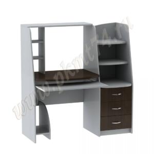 Стол компьютерный с тумбой и надставкой МТ 07-15 Алюминий-Венге Стол компьютерный с тумбой и надставкой МТ 07-15 Алюминий-Венге