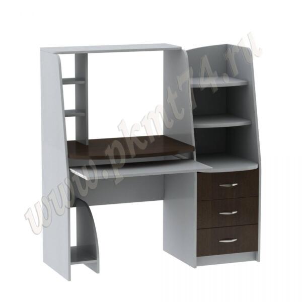 Стол компьютерный с тумбой и надставкой МТ 07-15 Алюминий-Венге