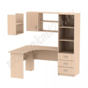 Стол компьютерный угловой с пеналом и полками МТ 07-17 дуб Молочный Стол компьютерный угловой с пеналом и полками МТ 07-17 дуб Молочный