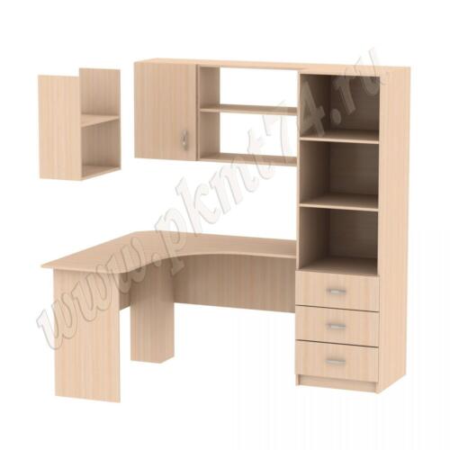 Стол компьютерный угловой с пеналом и полками МТ 07-17 дуб Молочный Стол компьютерный угловой с пеналом и полками МТ 07-17 дуб Молочный