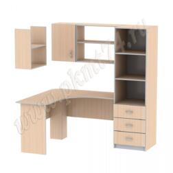 Стол компьютерный угловой с пеналом и полками МТ 07-17 Молочный-Алюминий