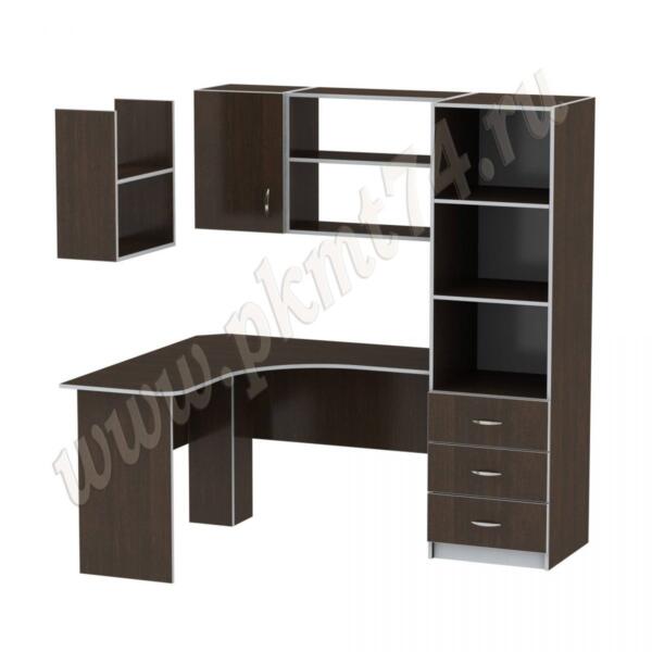 Стол компьютерный угловой с пеналом и полками МТ 07-17 Венге-Алюминий