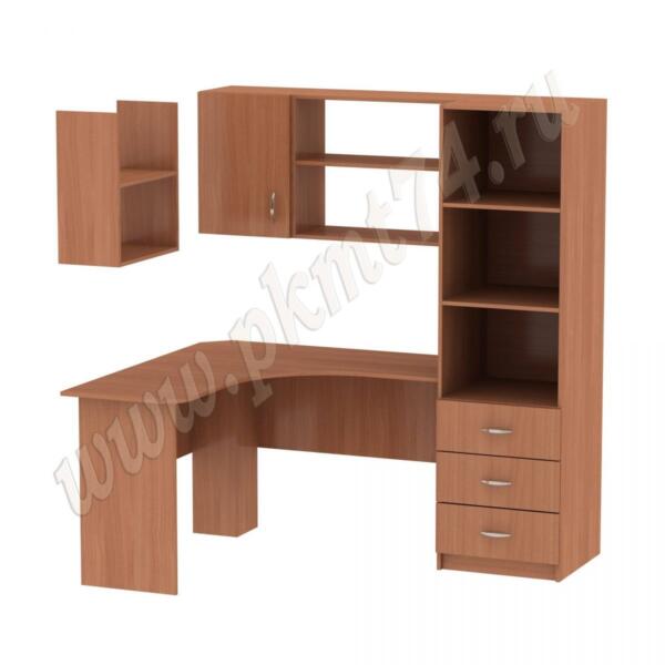 Стол компьютерный угловой с пеналом и полками МТ 07-17 Вишня