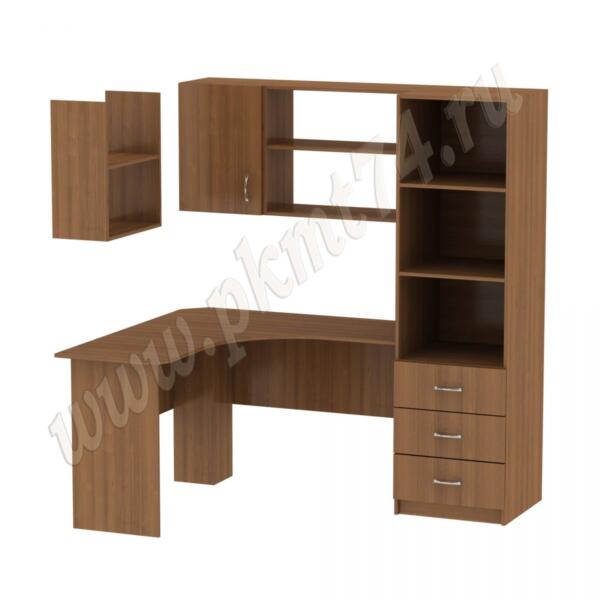 Стол компьютерный угловой с пеналом и полками МТ 07-17 Орех