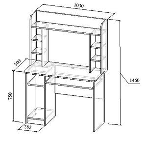 Стол компьютерный МТ 07-14 чертёж с размерами Стол компьютерный с полками для дисков