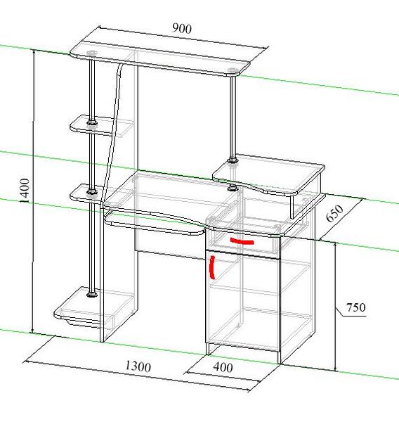 Стол компьютерный с полочками для книг