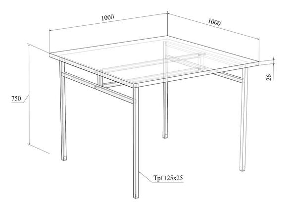 Стол обеденный для школьной столовой МТ 20-7 1000x1000x750