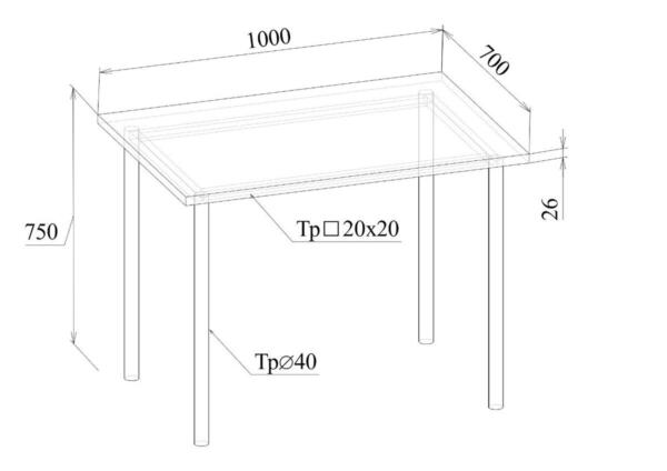 Стол обеденный на металлокаркасе МТ 20-5 1000×700×750 Стол обеденный на металлокаркасе МТ 20-5 1000×700×750