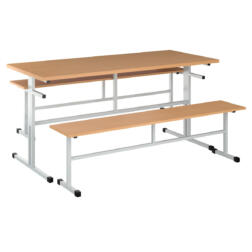 Стол обеденный с лавочками МТ 20-10 Бук Бавария светлый Стол обеденный с лавочками МТ 20-10 Бук Бавария светлый