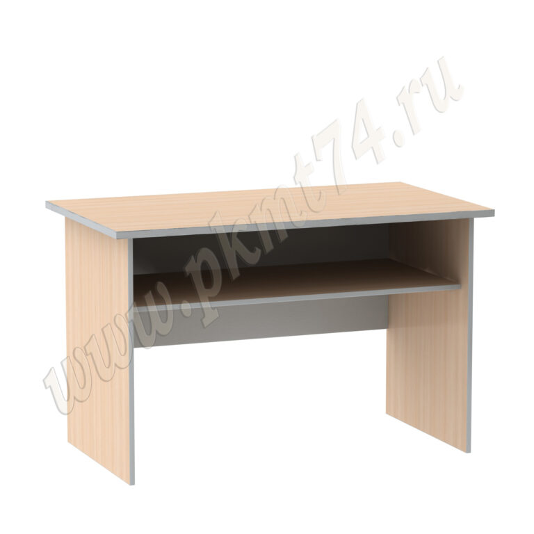 Стол письменный с полкой МТ 06-2 Молочный-Алюминий