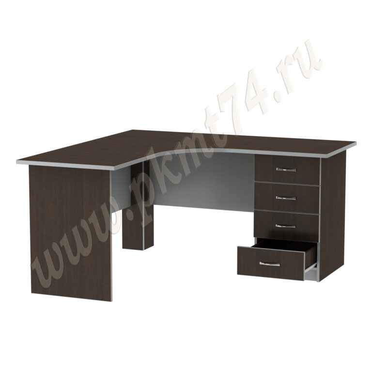 Стол письменный угловой для офиса МТ 06-14 Венге-Алюм