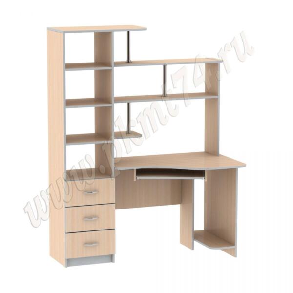 Стол рабочий угловой для компьютера МТ 07-18 Молочный-Алюминий