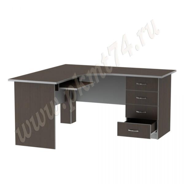 Стол угловой компьютерный для офиса МТ 07-6 Венге-Алюминий
