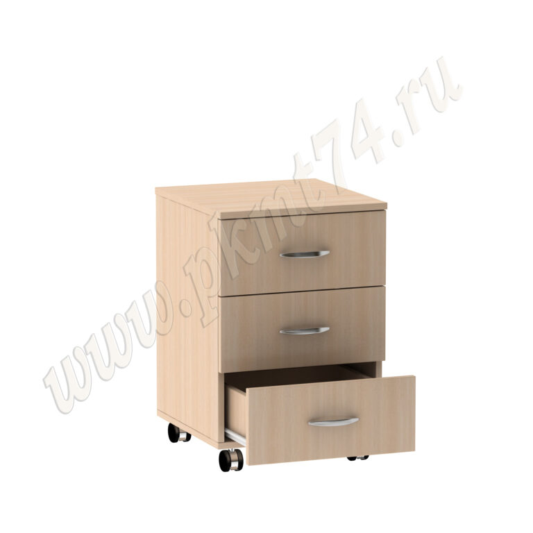 Тумба на колесах с тремя ящиками МТ 09-10 дуб Молочный