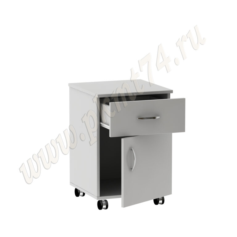 Тумба с выкатываемым ящиком и дверкой на колесах МТ 09-12 Серый