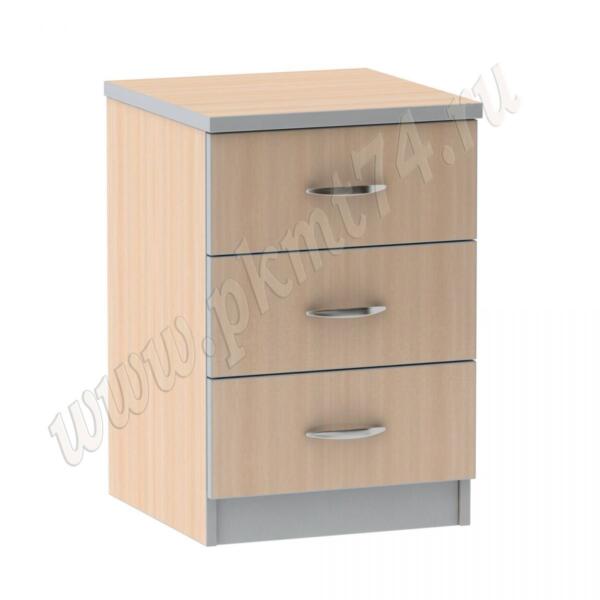 Тумба офисная с тремя ящиками МТ 09-17 Молочный-Алюминий