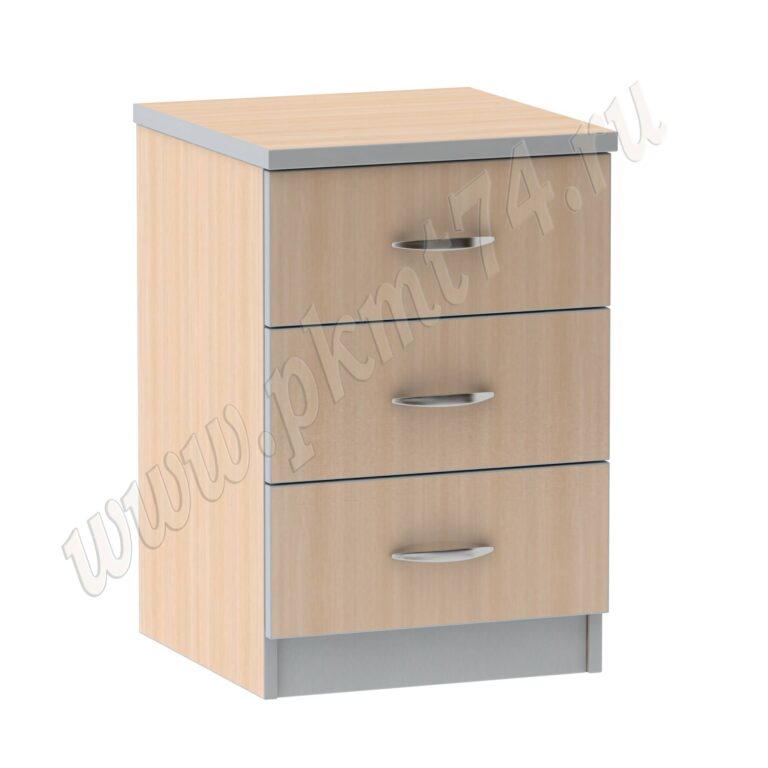 Тумба офисная с тремя ящиками МТ 09-17 Молочный-Алюминий