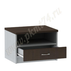 Тумба в спальню с ящиком и нишей МТ 09-16 Алюминий-Венге