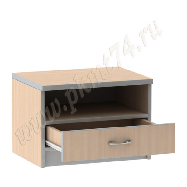 Тумба в спальню с ящиком и нишей МТ 09-16 Молочный-Алюминий