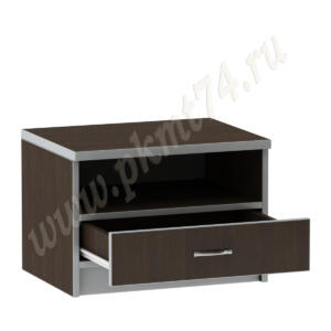 Тумба в спальню с ящиком и нишей МТ 09-16 Венге-Алюминий