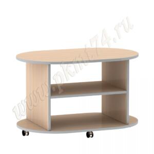 Журнальный стол овальный МТ 29-1 Молочный-Алюминий