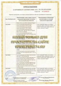 Приложение № 2 к сертификату Школьная мебель