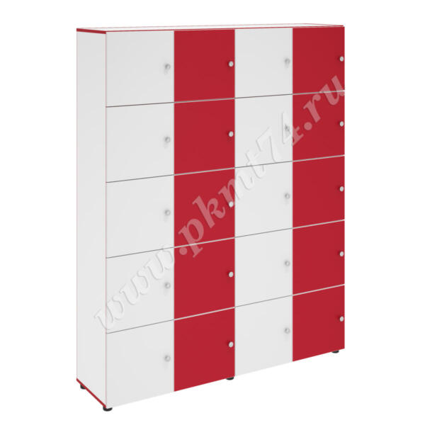 Шкаф с двадцатью ячейками белый-красный МТ 14-55 Шкаф с двадцатью ячейками белый-красный МТ 14-55