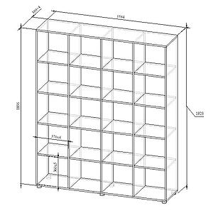 Шкаф-стеллаж с двадцатью ячейками открытый МТ 11-919 с размерами Шкаф-стеллаж с двадцатью ячейками открытый МТ 11-919 с размерами