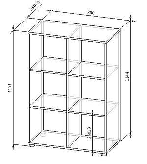 Стеллаж МТ 11-14 чертёж с размерами Шкаф-стеллаж открытый
