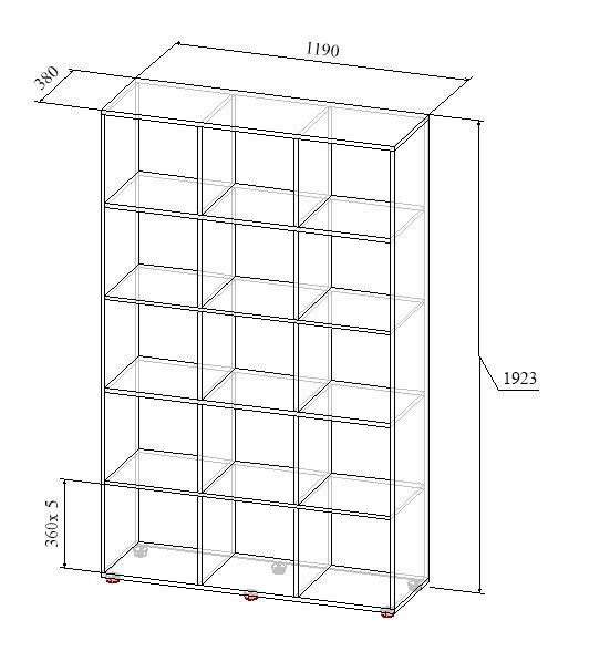 Стеллаж МТ 11-18 в размерах
