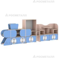 Стеллаж для игрушек Паровозик Синий-Кремовый Стеллаж для игрушек Паровозик Синий-Кремовый