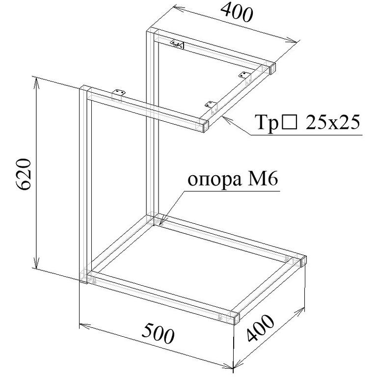 Каркас кофейного стола на колесах