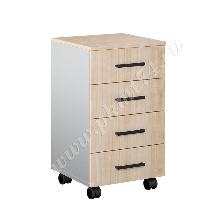 Тумба с ящиками на колесах МТ 09-18 Алюминий - Клен