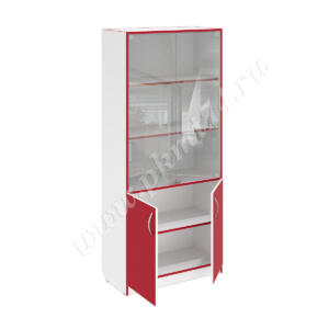 Шкаф для документов со стеклом МТ 14-4 Белый-красный Шкаф для документов со стеклом МТ 14-4 Белый-красный