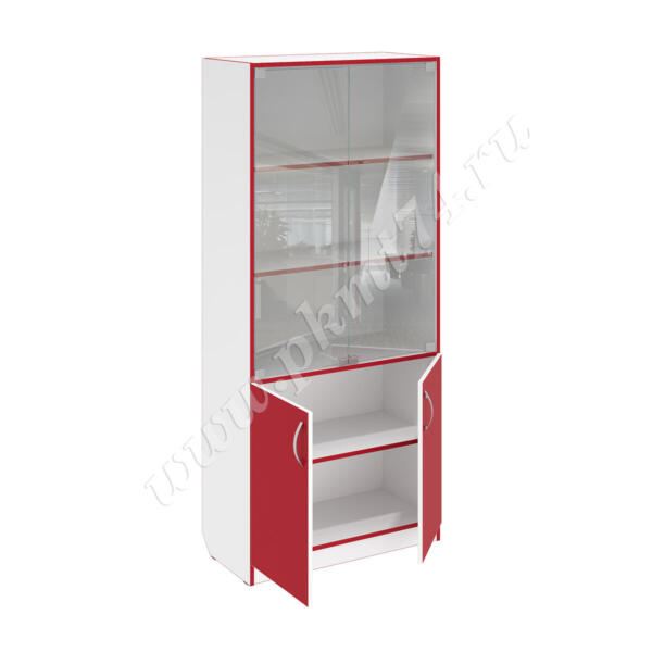 Шкаф для документов со стеклом МТ 14-4 Белый-красный