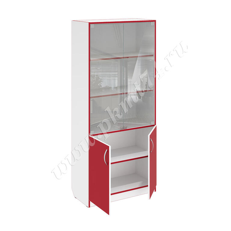 Шкаф для документов со стеклом МТ 14-4 Белый-красный