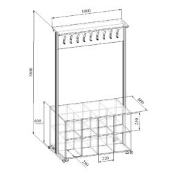 Вешалка гардеробная с шестнадцатью ячейками МТ 04-11 Вешалка гардеробная с шестнадцатью ячейками МТ 04-11