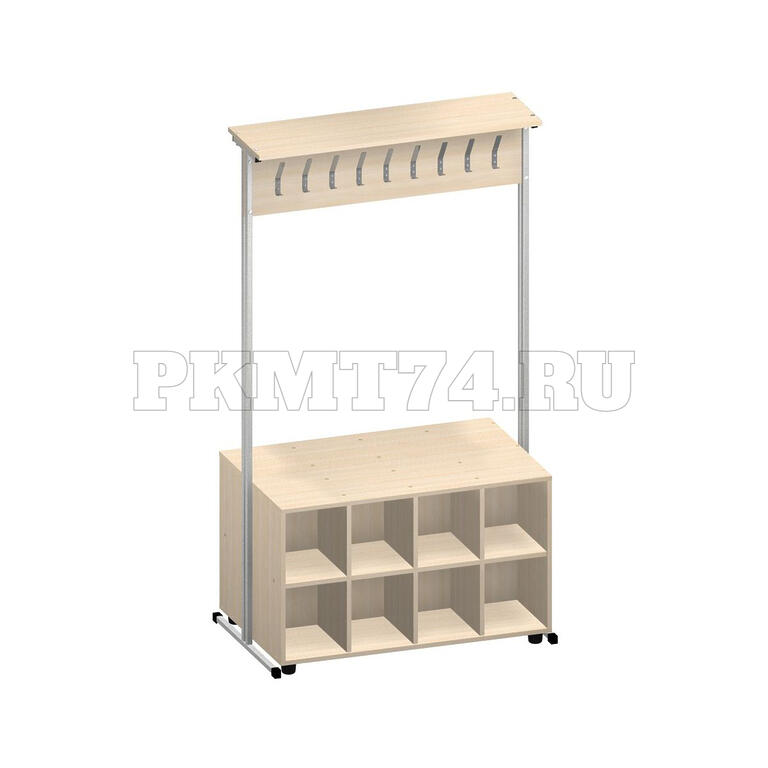 Вешалка гардеробная с шестнадцатью ячейками МТ 04-11 дуб молочный