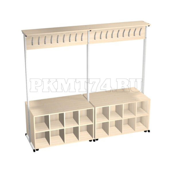 Вешалка гардеробная с ячейками для обуви МТ 04-13 Дуб молочный