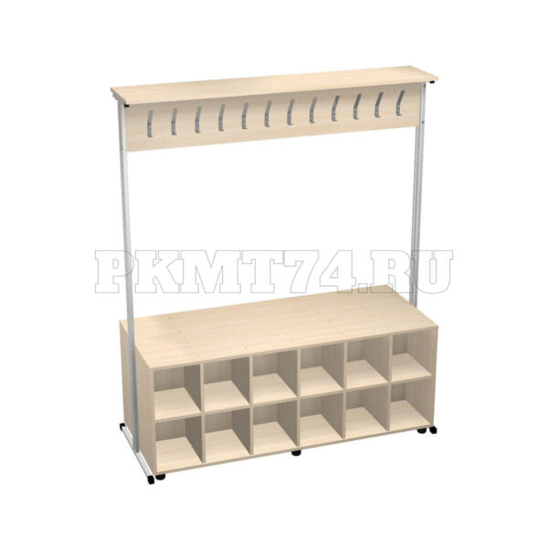 Вешалка с ячейками для сменной обуви МТ 04-12 Дуб молочный