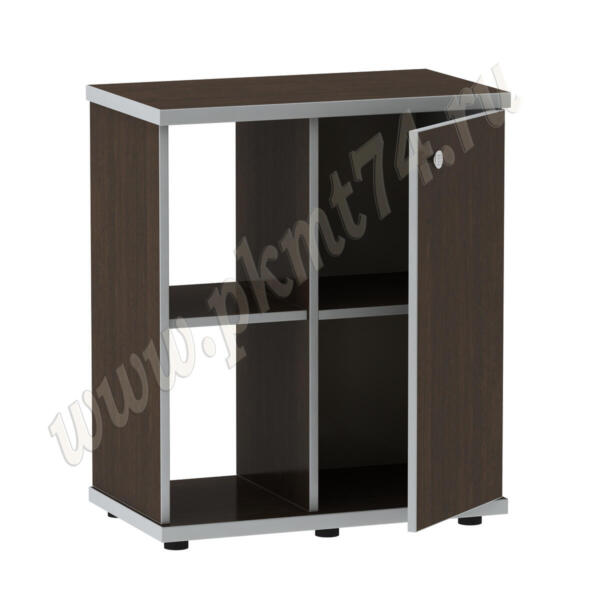 Офисная тумба под аквариум, с полкой и дверкой МТ 29-18 Венге-Алюминий