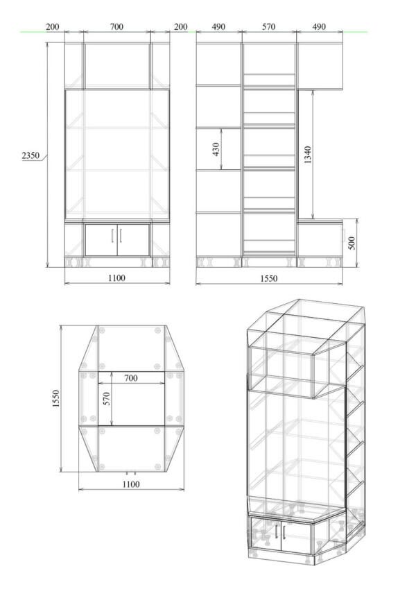 Книжный стеллаж размеры
